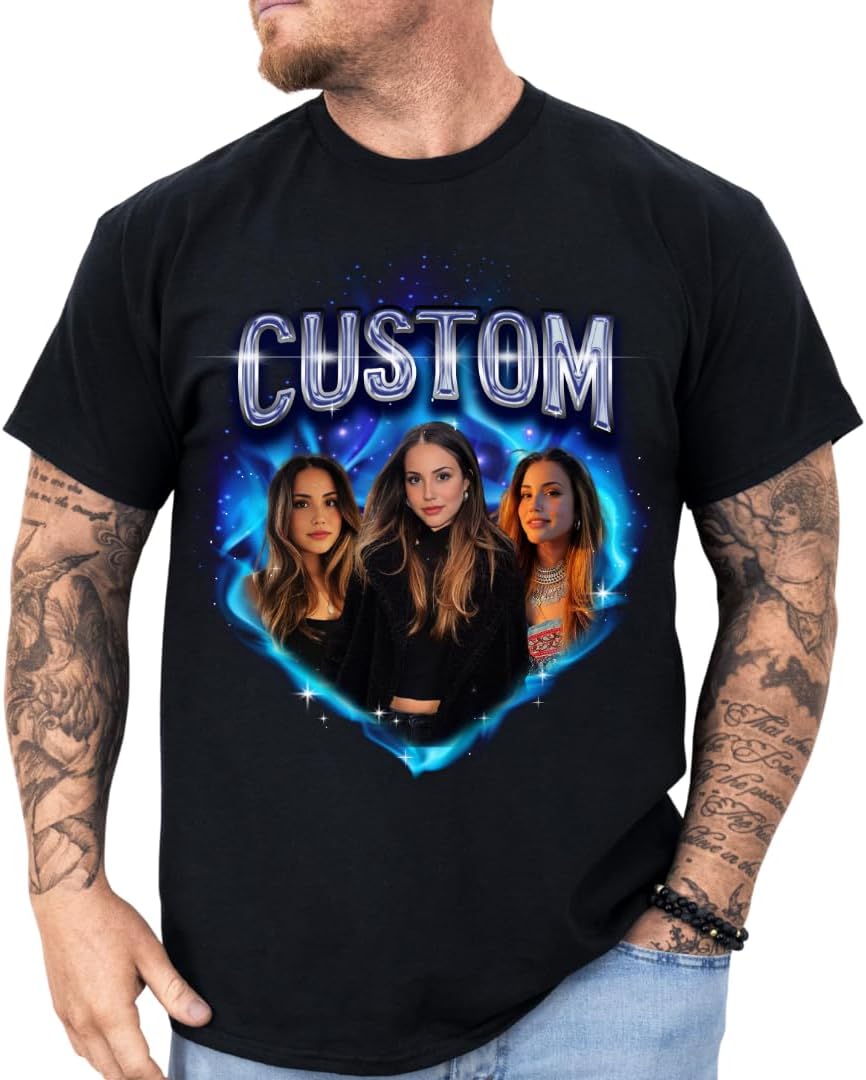 Custom Bootleg Rap Personalized Vintage Style Graphic T-Shirt, Lightning Design, Black, Retro Print - Style #04