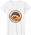 Women's Cute Hedgehog Ring Badge Animal Lover Novelty Humor T-Shirt - White