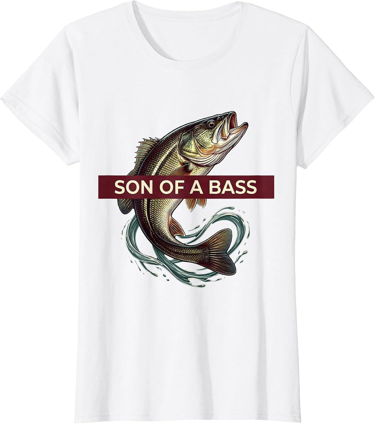Women's Son of a Bass Funny Fishing Design T-Shirt - White