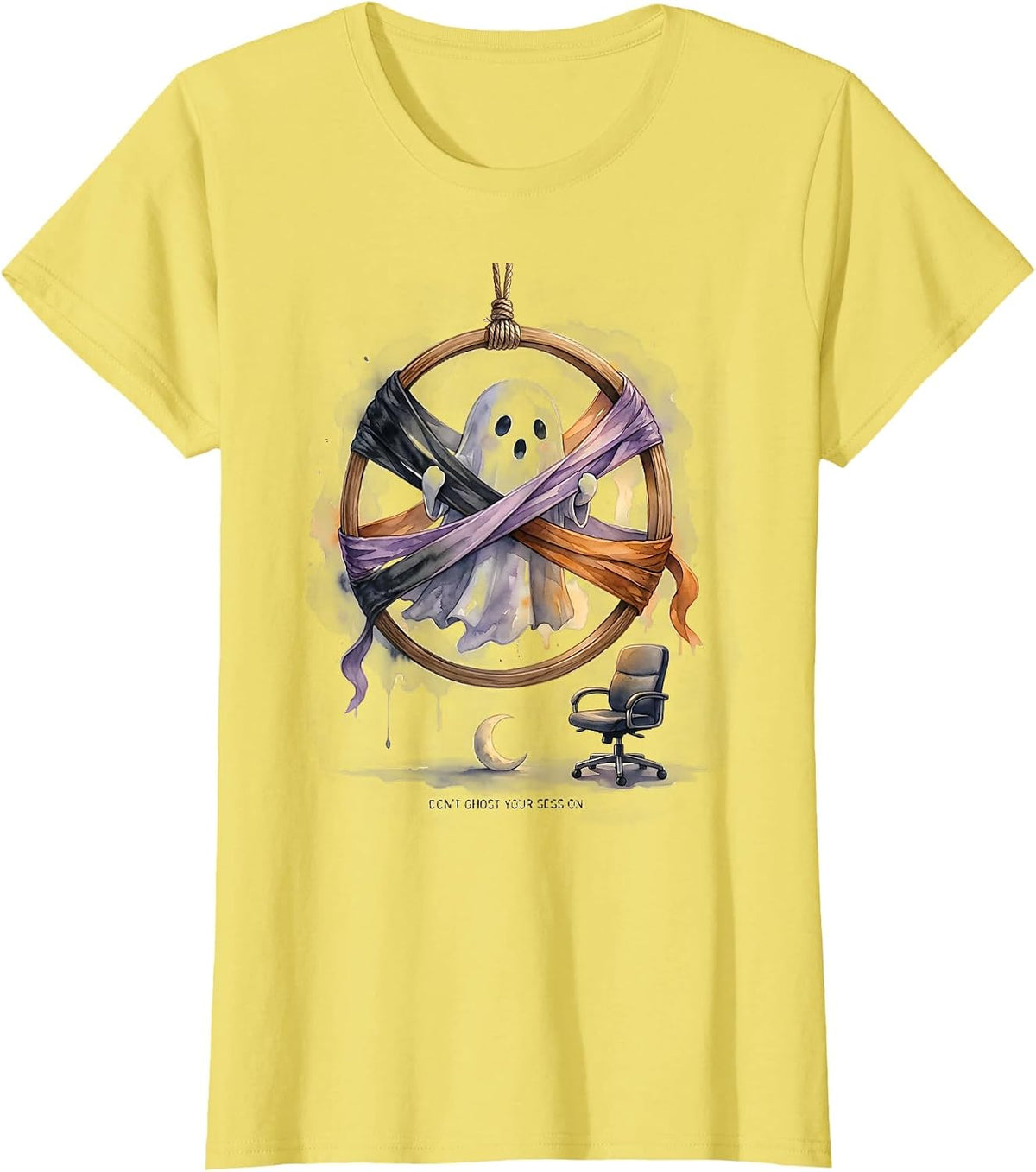 Don't Ghost Your Session Watercolor Ghost Mental Health T-Shirt - Lemon Yellow
