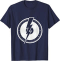 Lightning Bolt Splits Vinyl Record Classic Rock Art T-Shirt - Navy Blue