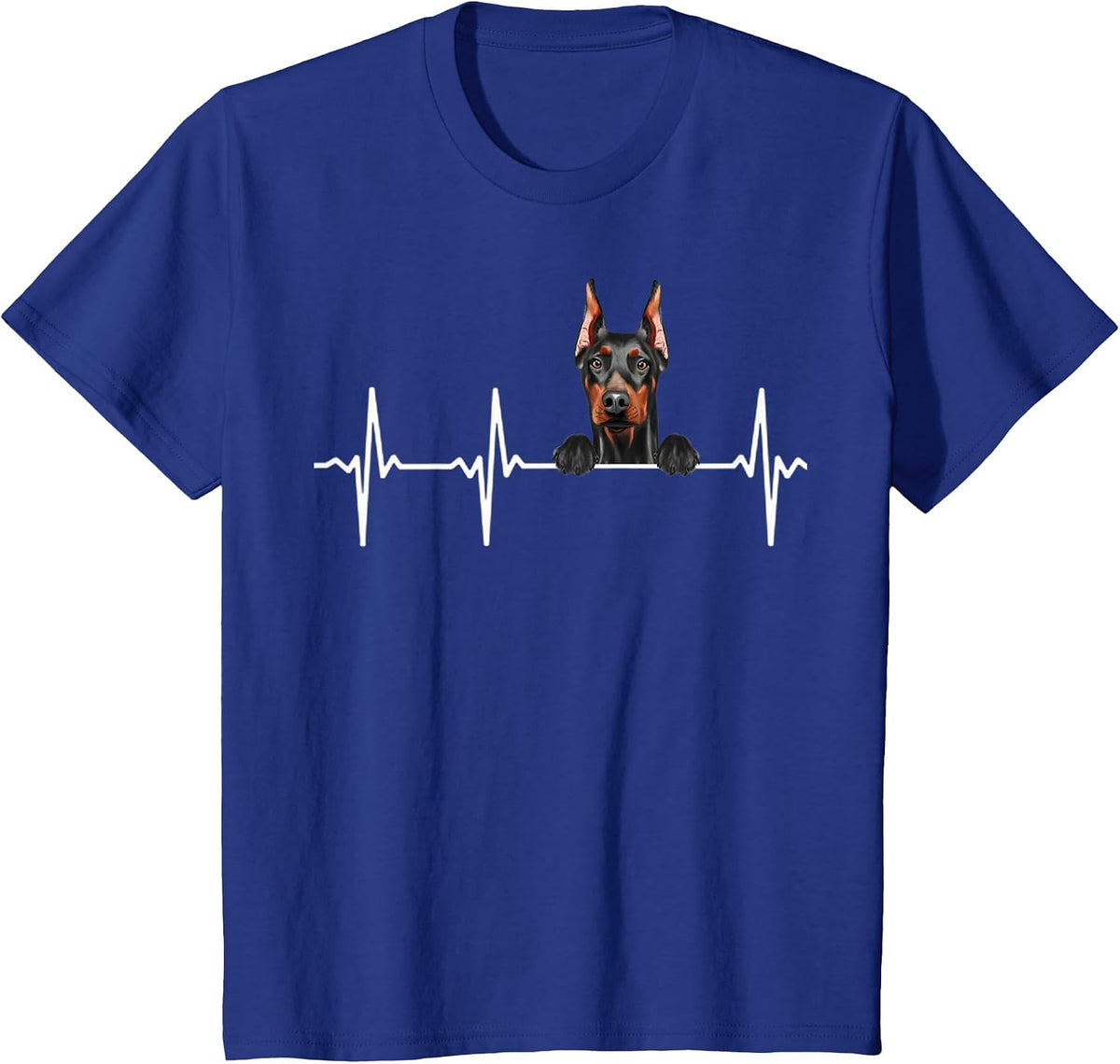 Funny Dog Heartbeat for Doberman Pinscher Lovers T-Shirt - Royal Blue