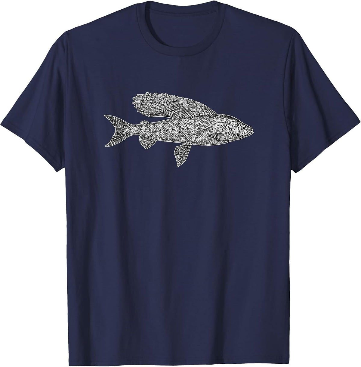 Fish Grayling Graphic Fishing T-Shirt - Navy Blue