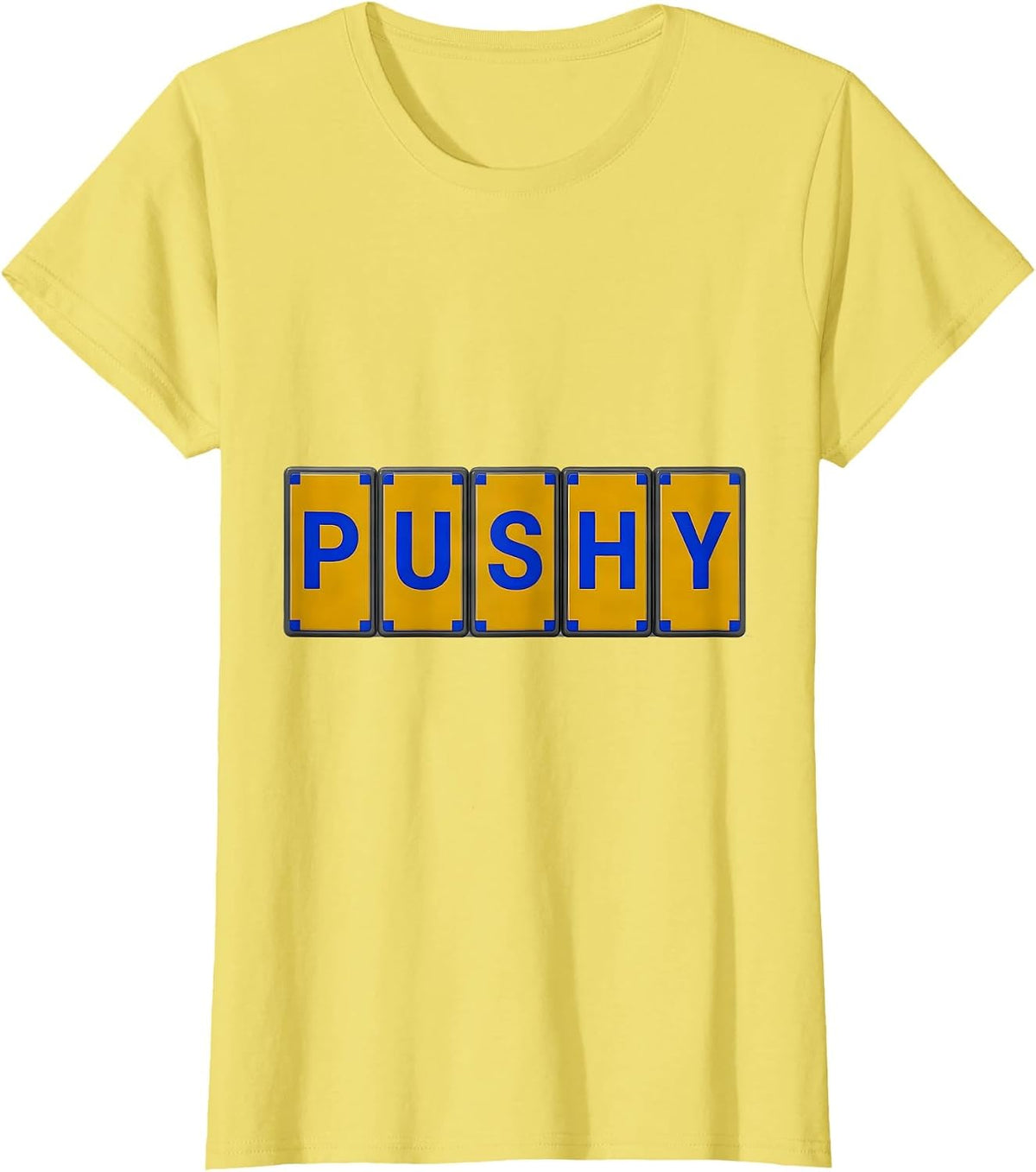 PUSHY Funny Science Element Wordplay Periodic Table T-Shirt - Lemon Yellow