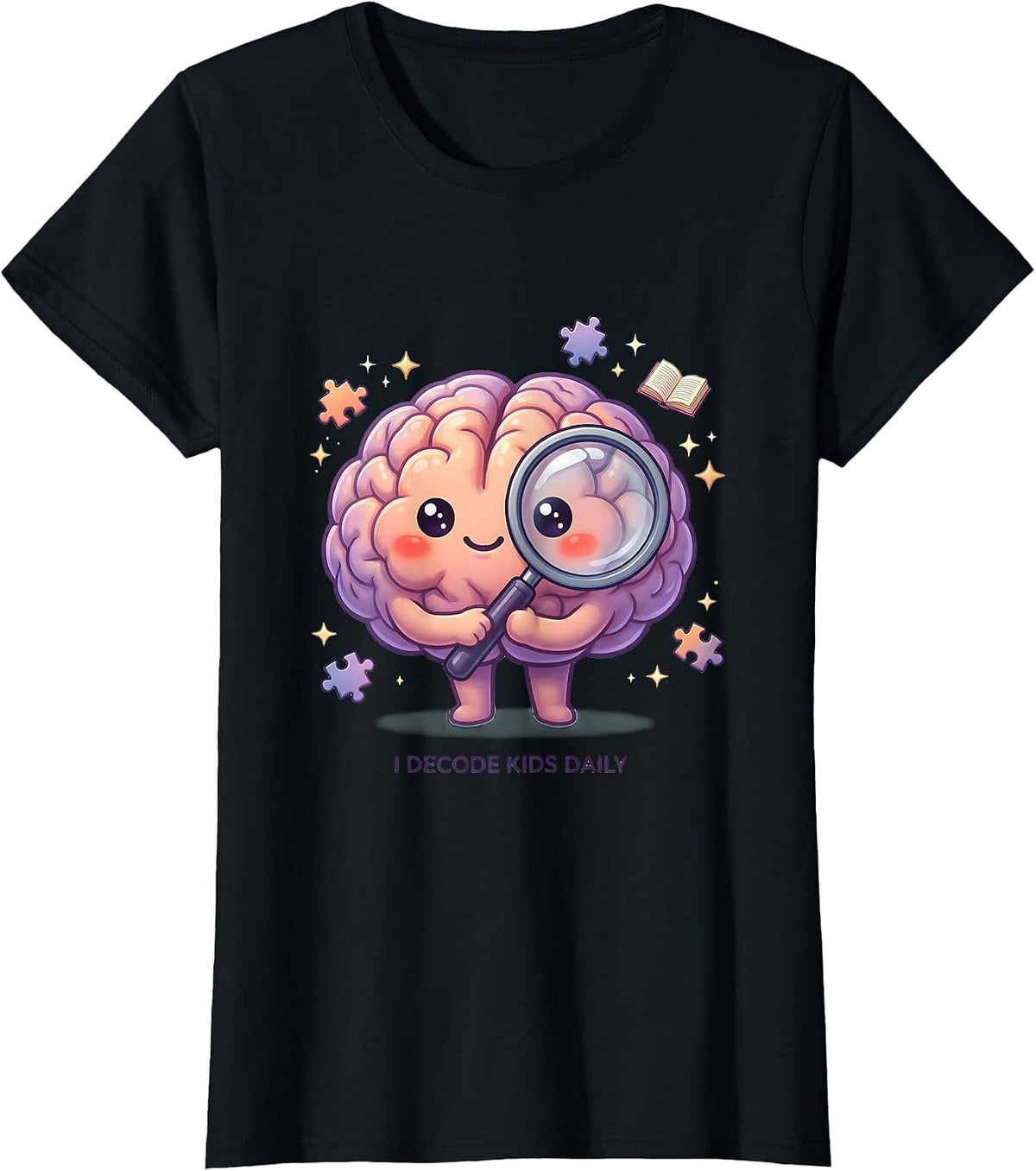 I Decode Kids Daily School Psychologist Design T-Shirt - Black