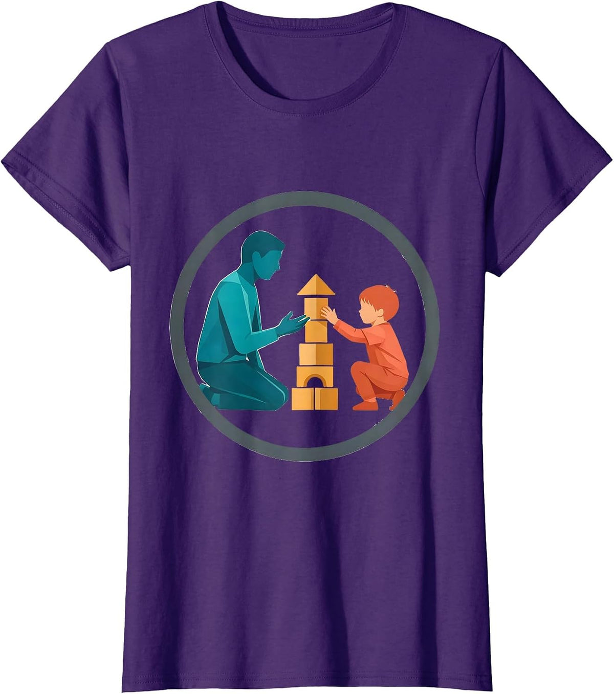 Women's Occupational Therapist Kneeling With Child Design T-Shirt - Purple