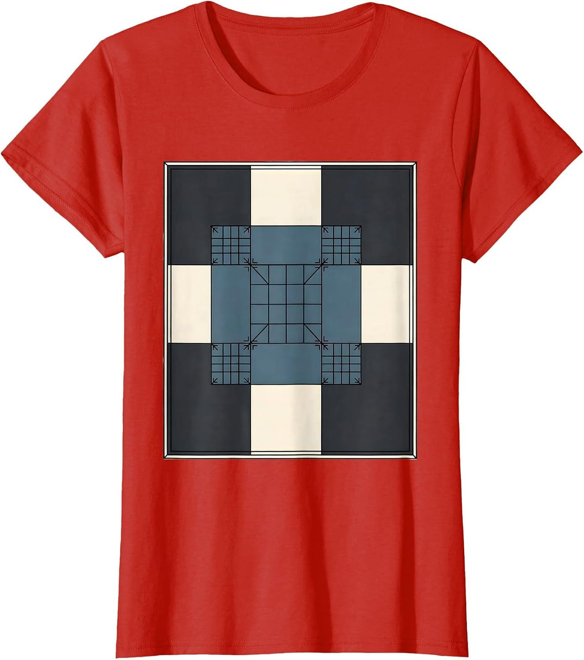 Quilt Block Patchwork Science Humor Chemistry Lover T-Shirt - Red