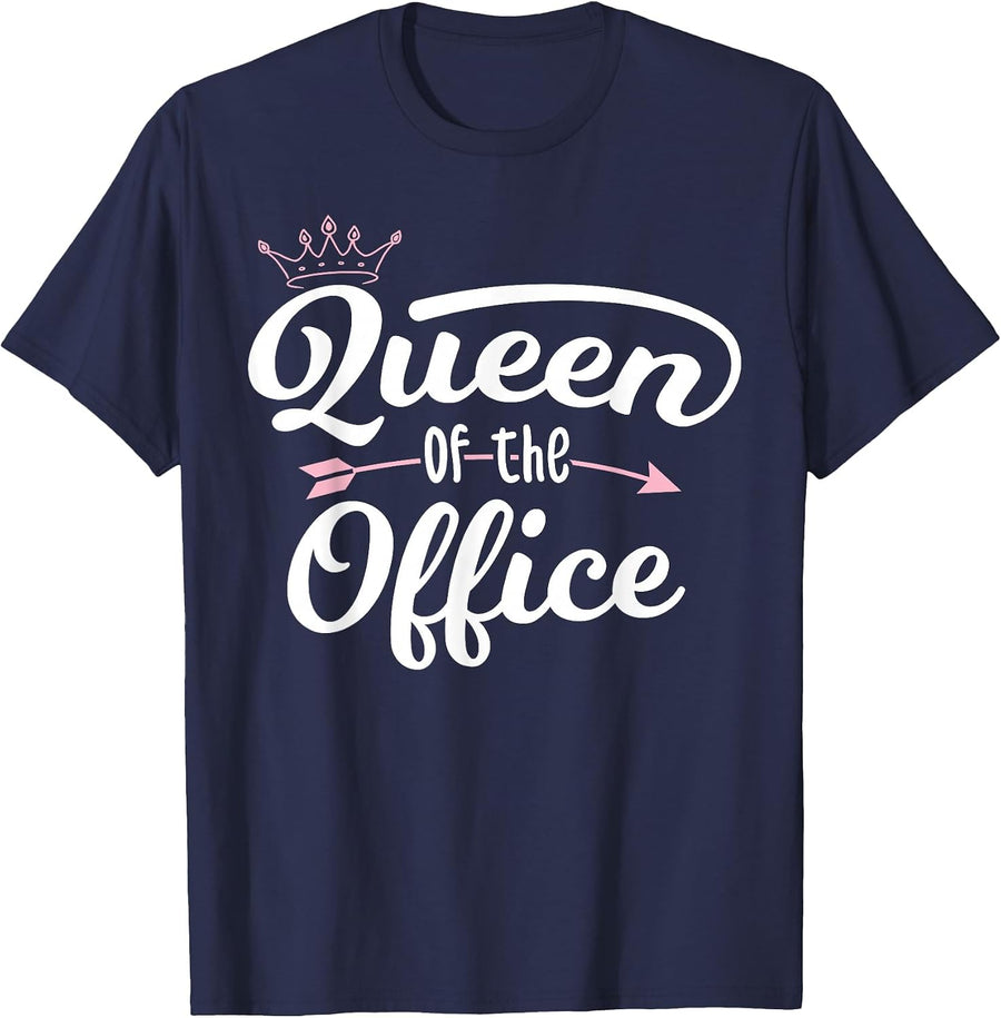 Queen of The Office - Teacher School Office Secretary T-Shirt - Navy Blue