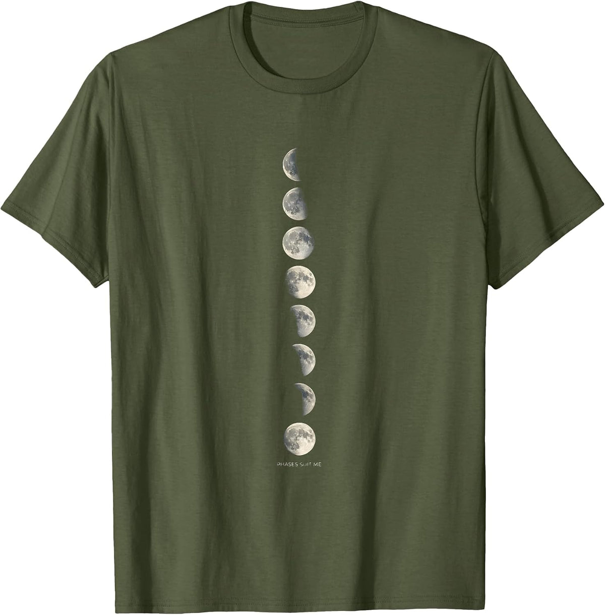 Men's Phases Suit Me Vintage Astronomy Celestial Lunar Cycle T-Shirt - Olive Green