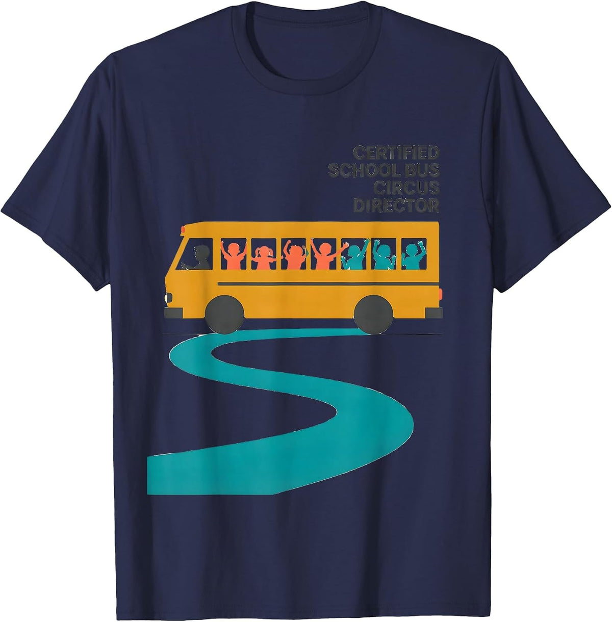Certified School Bus Circus Director Funny School Bus Driver T-Shirt - Navy Blue