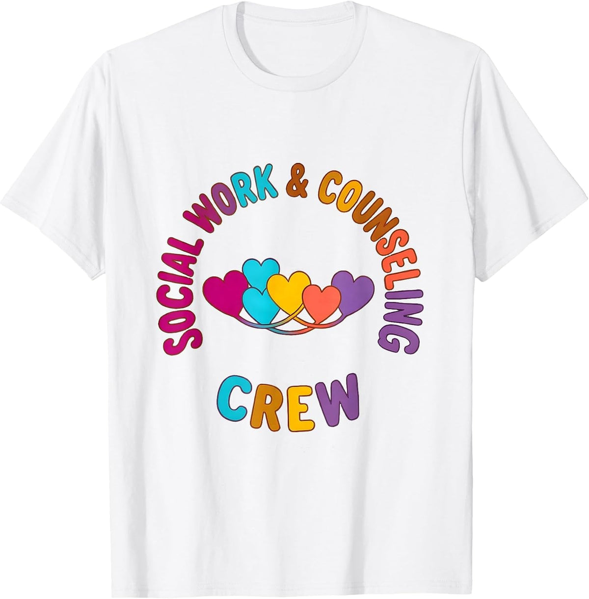 Men's Social Work & Counseling Crew Colorful School Counselor Crew T-Shirt - White