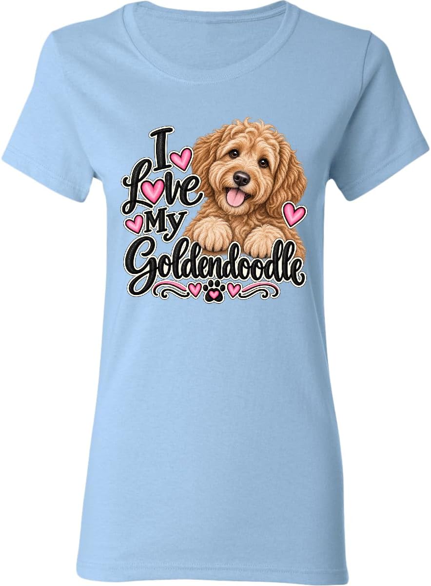 inktastic I Love My Goldendoodle Dog Women's T-Shirt - Light Blue