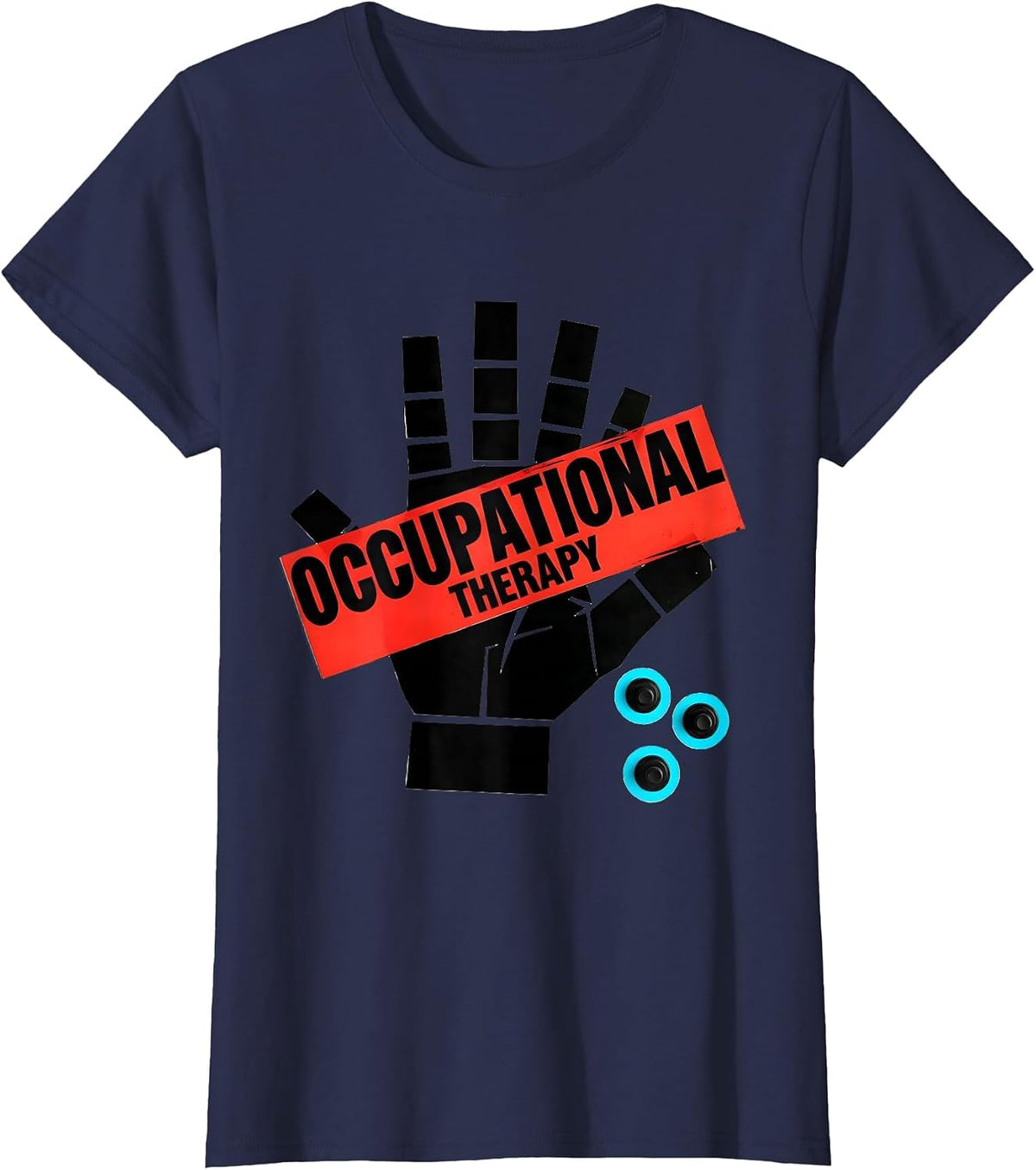 Women's Occupational Therapy New Wave Retro OT Therapist Gift T-Shirt - Navy Blue