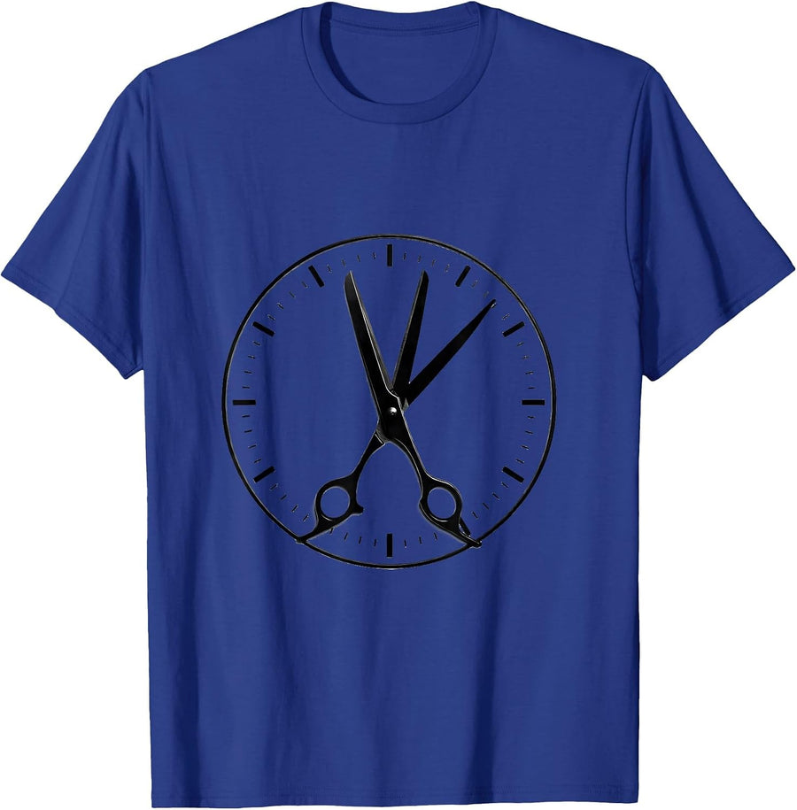 Barber Shear Clock Humor Hairdresser Gift T-Shirt - Royal Blue