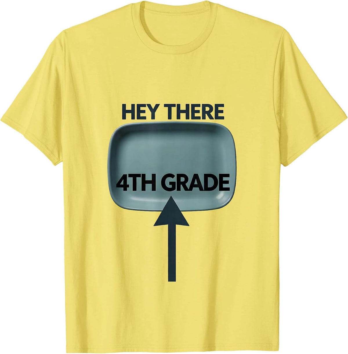 Men's Hey There, 4th Grade Funny Teacher Back To School Crew T-Shirt - Lemon Yellow