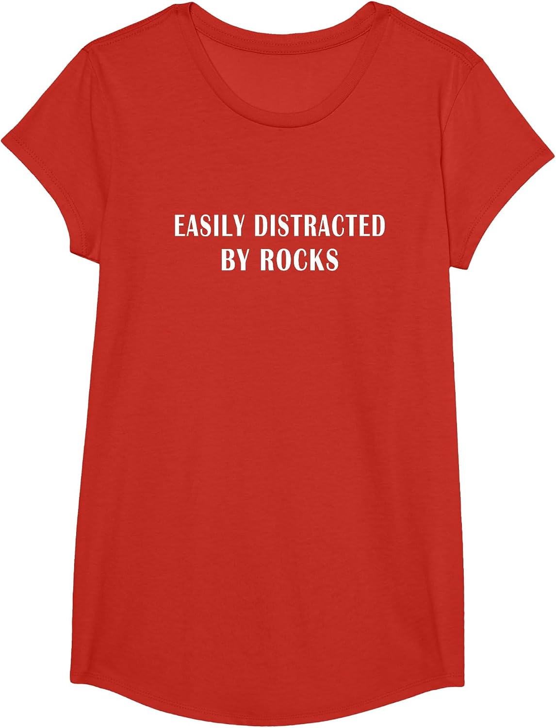 Easily Distracted by Rocks Geology Enthusiasts T-Shirt - Girls Red