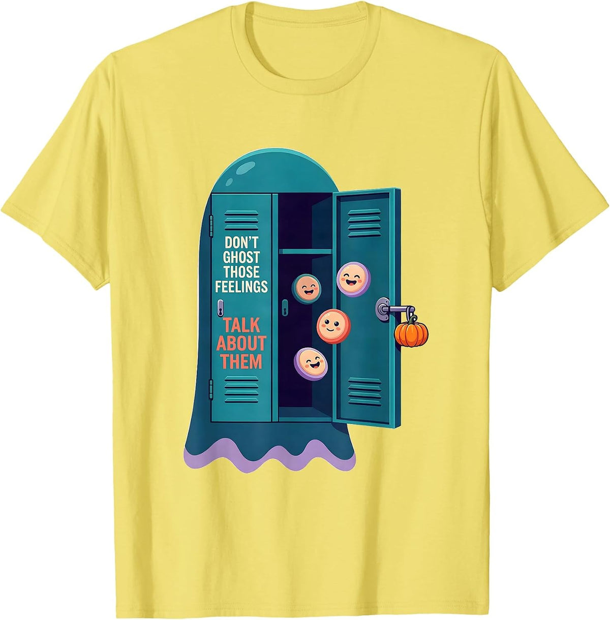 Men's Don't Ghost Those Feelings Talk About Them Therapist T-Shirt - Lemon Yellow