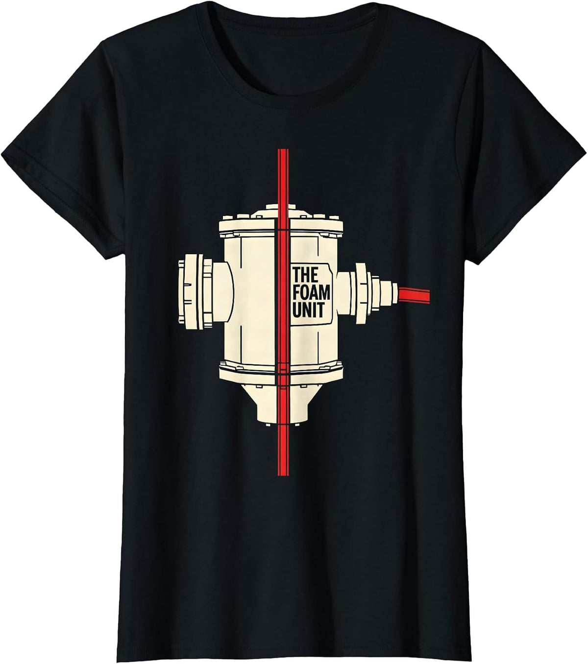Women's THE FOAM UNIT Stencil Firefighter Humor Thin Red Line Gift T-Shirt - Black