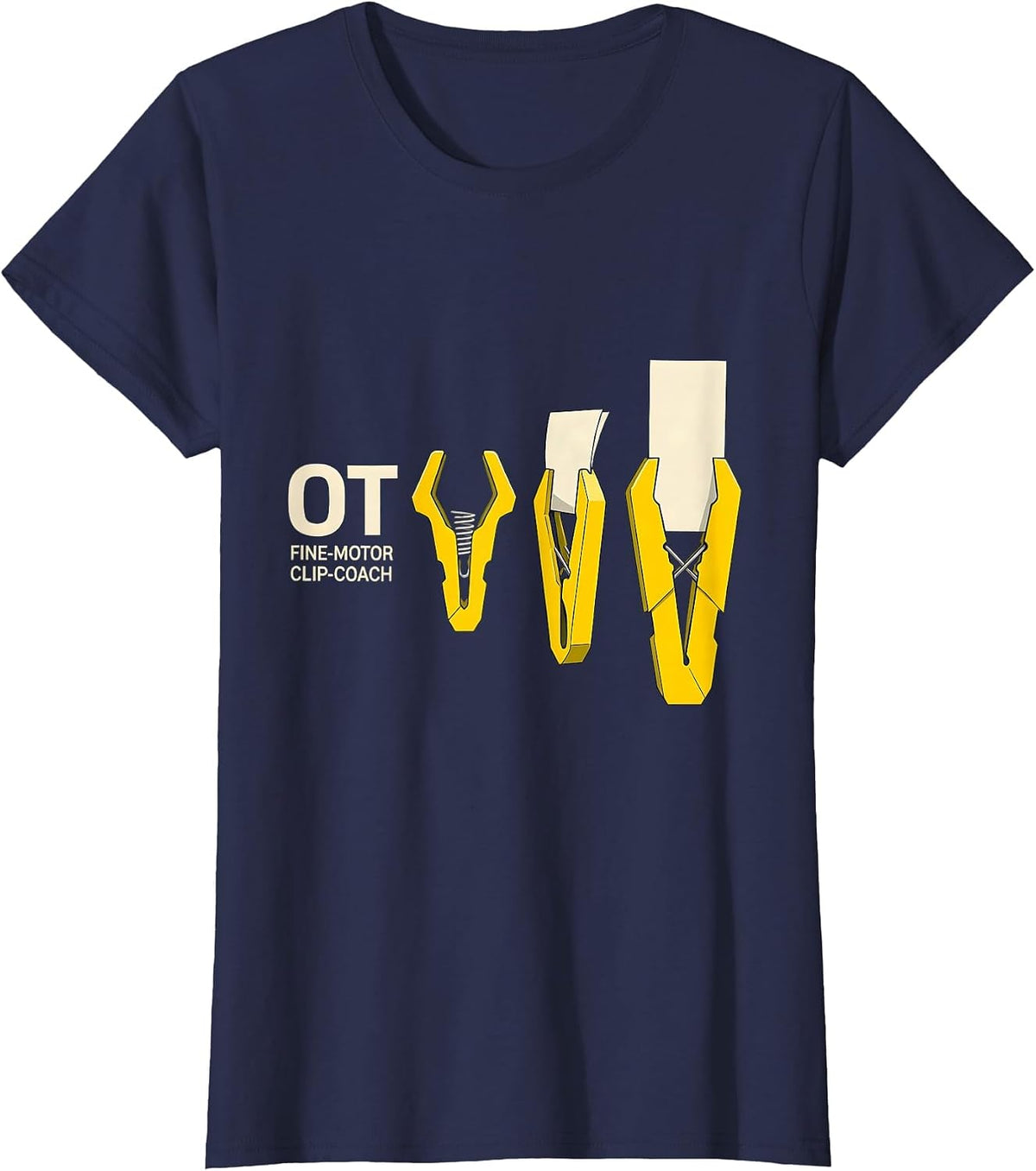 Women's OT Fine-Motor Clip-Coach Occupational Therapy Work Pride T-Shirt - Navy Blue