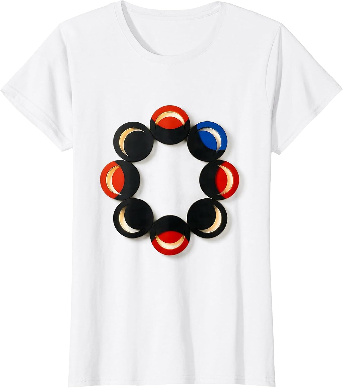 Moon Phase Circular Modules Bauhaus Modernist Astronomy T-Shirt - White