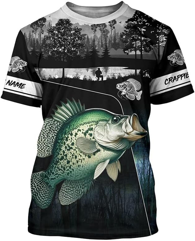 Crappie Fishing Blue camo Jerseys Custom Long Sleeve Fishing Shirt uv Protection, Fishing Gifts - T-shirt Upf