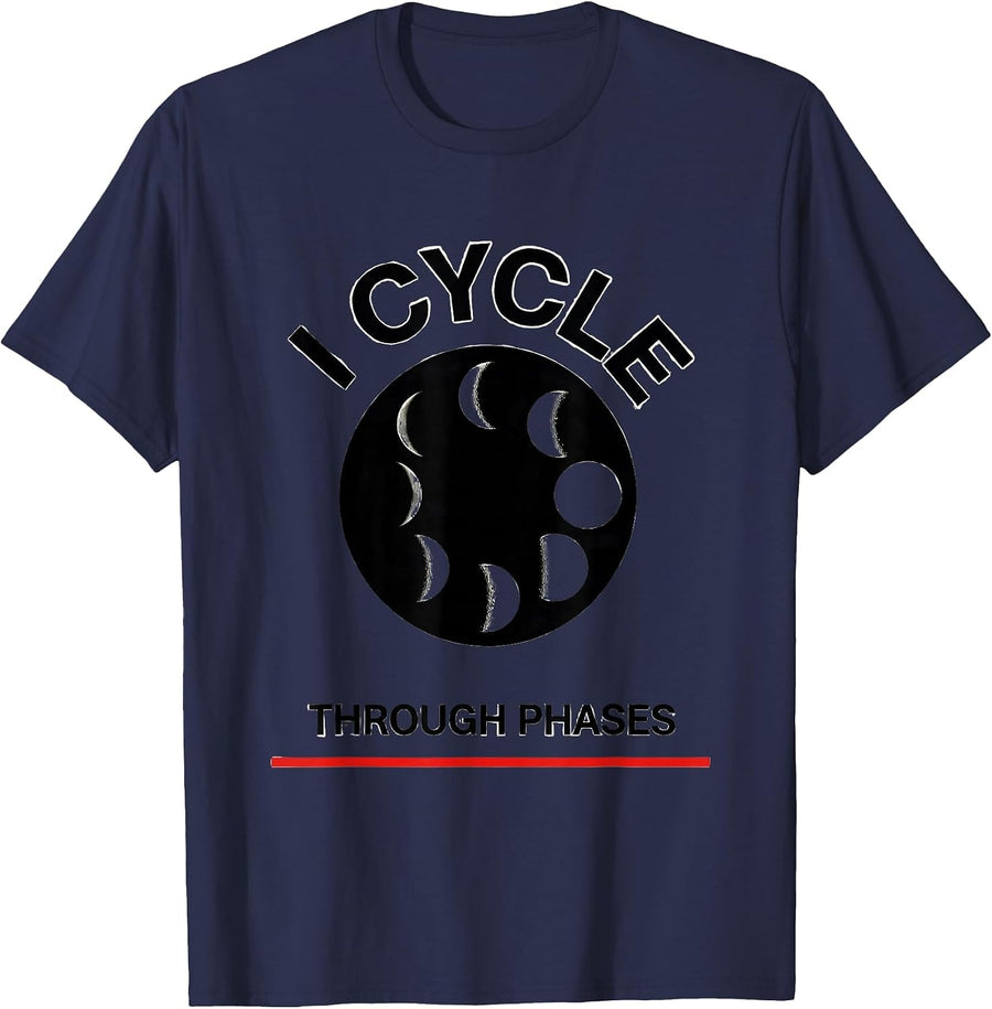 I Cycle Through Phases Swiss International Astronomy Lunar T-Shirt - Navy Blue