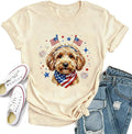 USA Goldendoodle Dog Shirt Goldendoodle 4th of July Patriotic Golden Doodle Dog T-Shirt - Crew neck Creamy Yellow-1