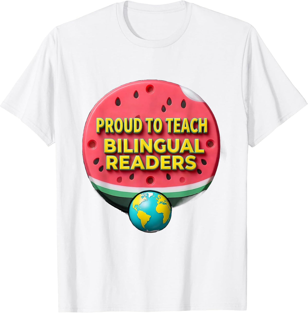 Men's Proud To Teach Bilingual Readers Funny Spanish Teacher T-Shirt - White