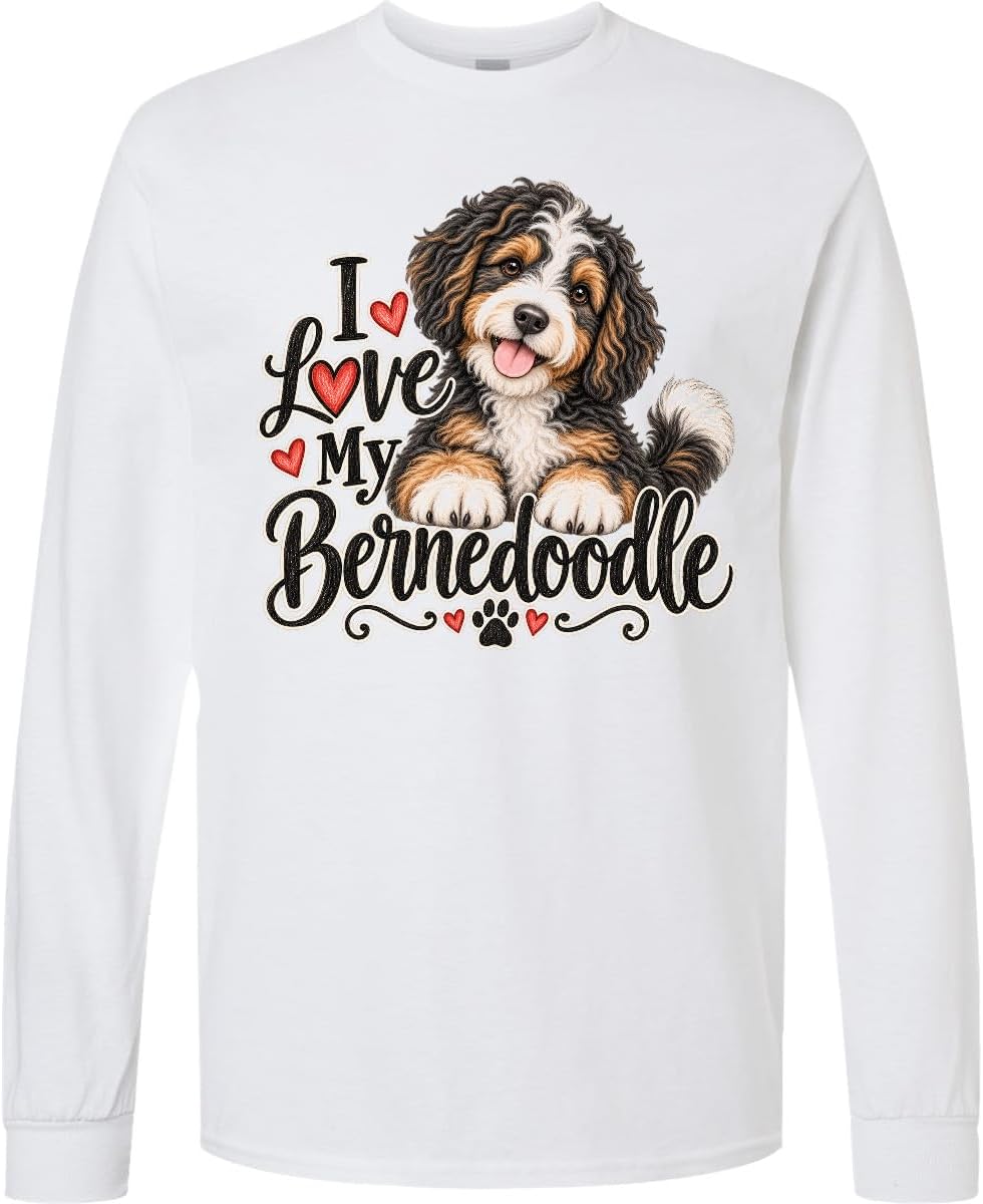 inktastic I Love My Bernedoodle Adult Long Sleeve T-Shirt - 0020 White