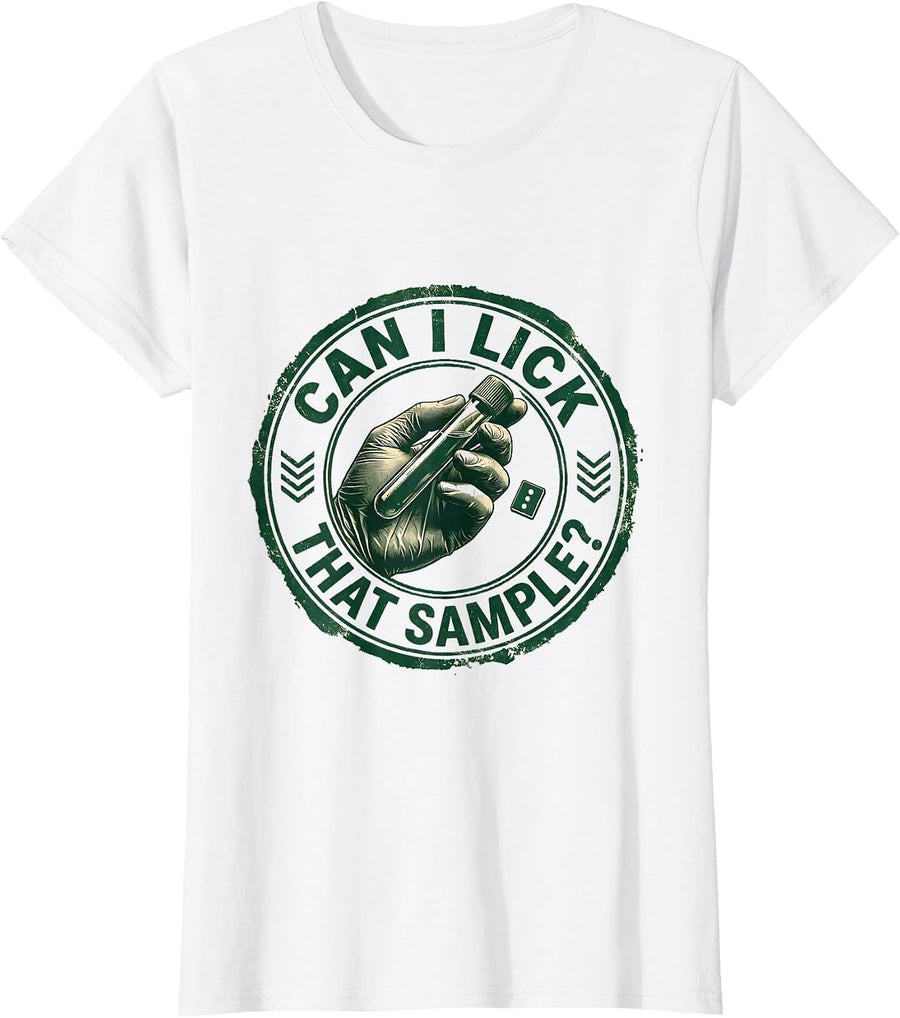 Women's Can I Lick That Sample Funny Periodic Table Chemistry T-Shirt - White