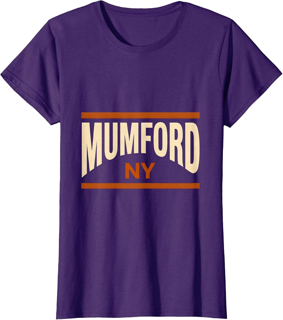 Women's Mumford, NY Vintage Evergreen Sunset Eighties Retro T-Shirt - Purple