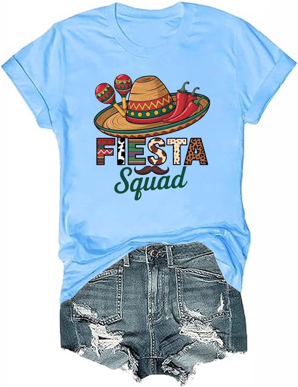 Mexican Funny Cinco De Mayo Party T-Shirt Happy Cinco De Mayo Shirts for Women Men - Crewneck Carolina Blue