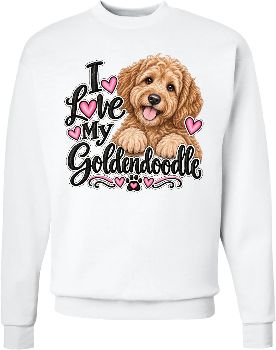 inktastic I Love My Goldendoodle Dog Adult Sweatshirt - White