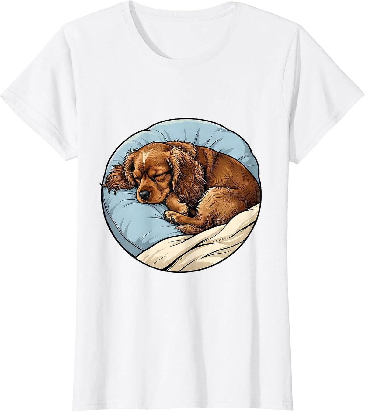 Women's Cocker Spaniel Sleeping Napping Breed Lover Cozy T-Shirt - White