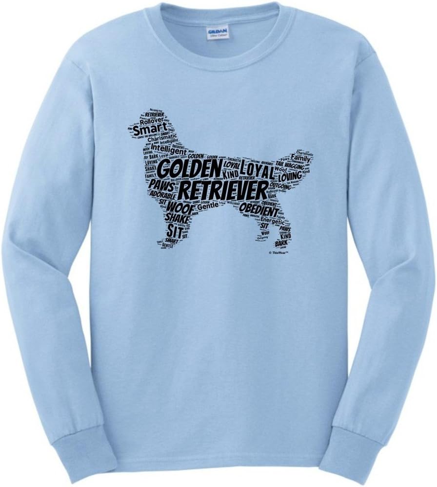 Golden Retriever Word Art Dog Puppy Owner Gift Long Sleeve T-Shirt - Light Blue