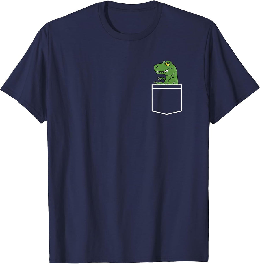 Dinosaur - Minimalistic Pocket Design - Funny Dino Classic T-Shirt - Navy Blue