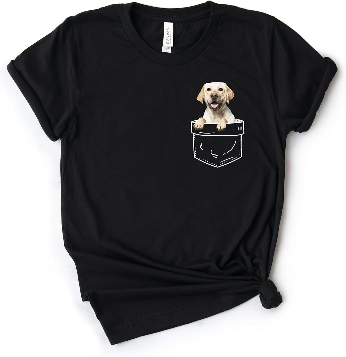 Pocket Labrador Dog Shirt, Bella Canvas® Soft-Feel Unisex Tee - Black