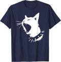 Cat Skull Punk Y2k Cute Creepy Kitty Goth Black Alt Gothic T-Shirt - Navy Blue