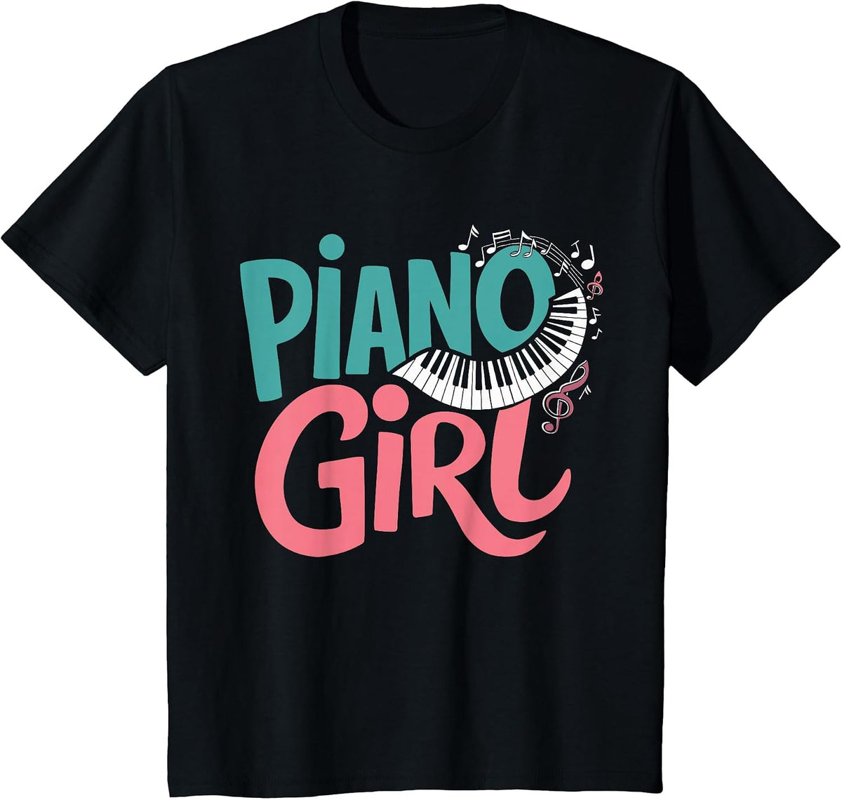 Piano Girl Pianist Music T-Shirt - Black