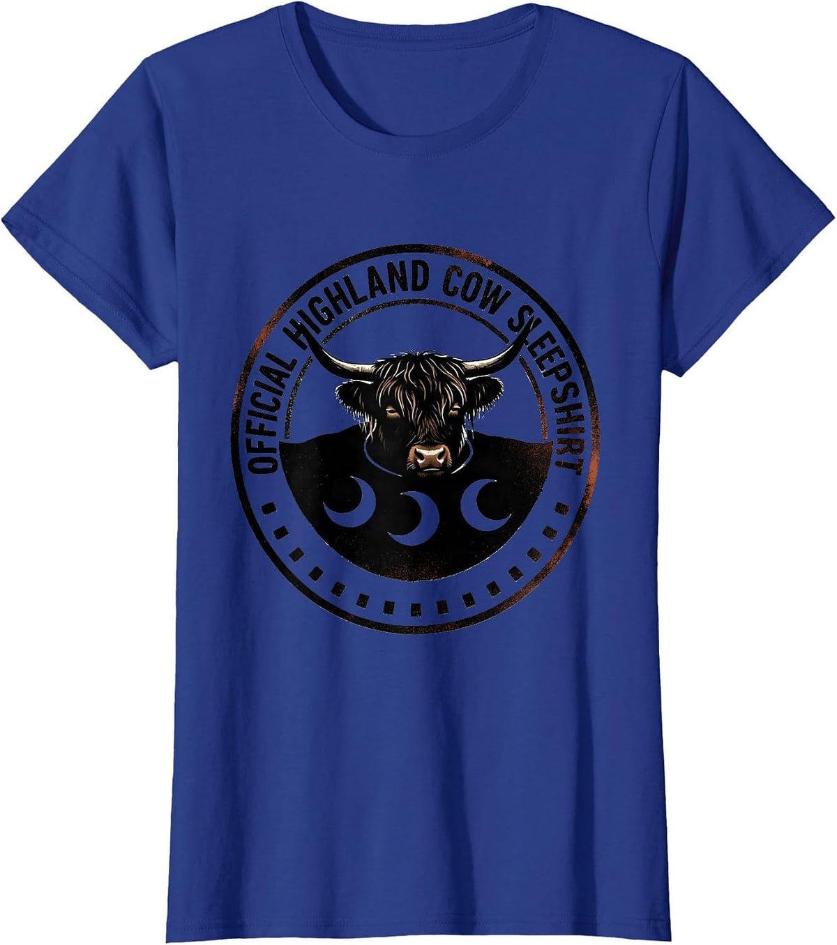 Women's Official Highland Cow Sleepshirt Funny Cozy Cute Animal T-Shirt - Royal Blue