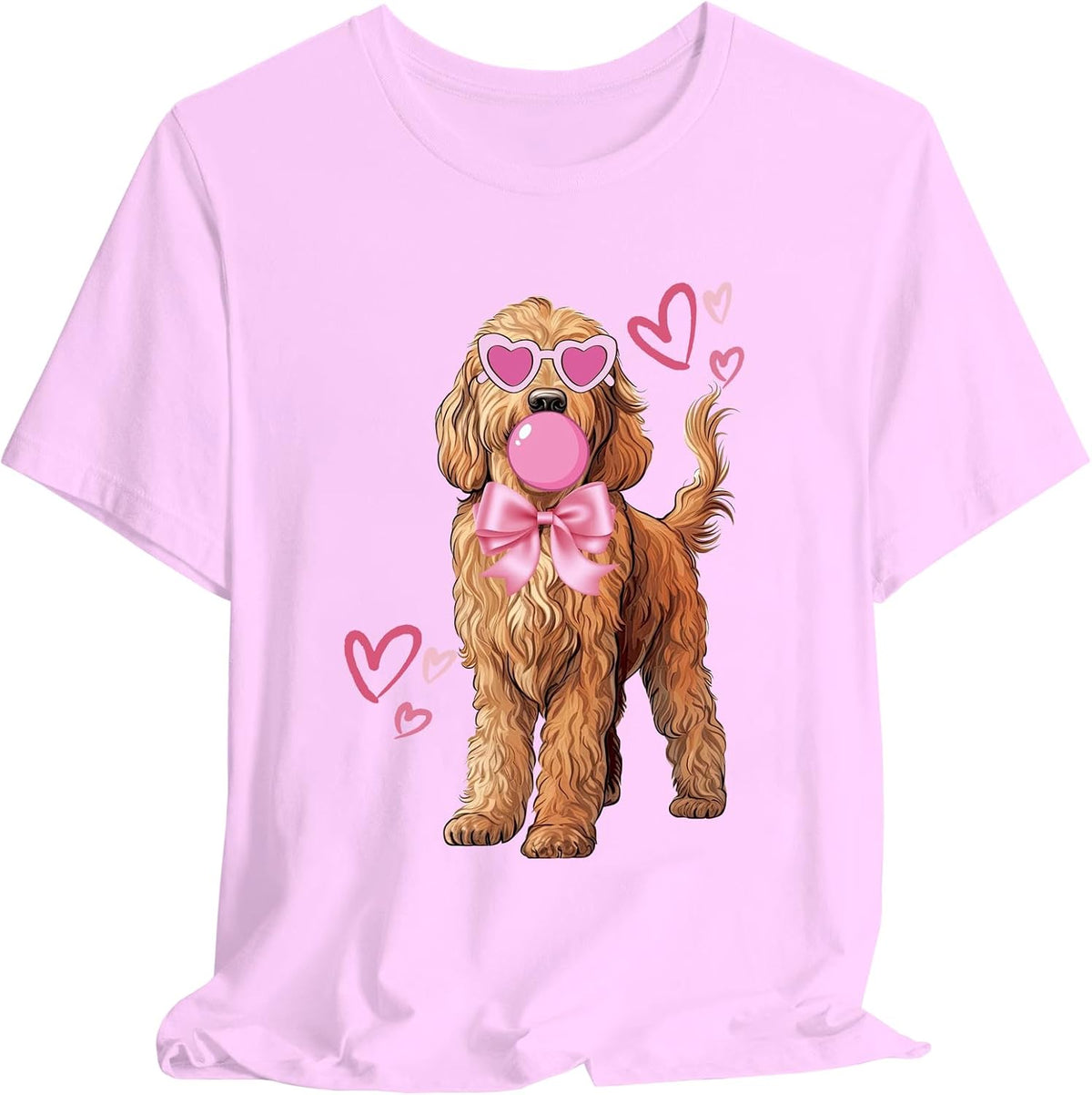 Goldendoodle Valentines Shirt Valentines Day Golden Doodle Shirt V Neck - Crewneck Pink4