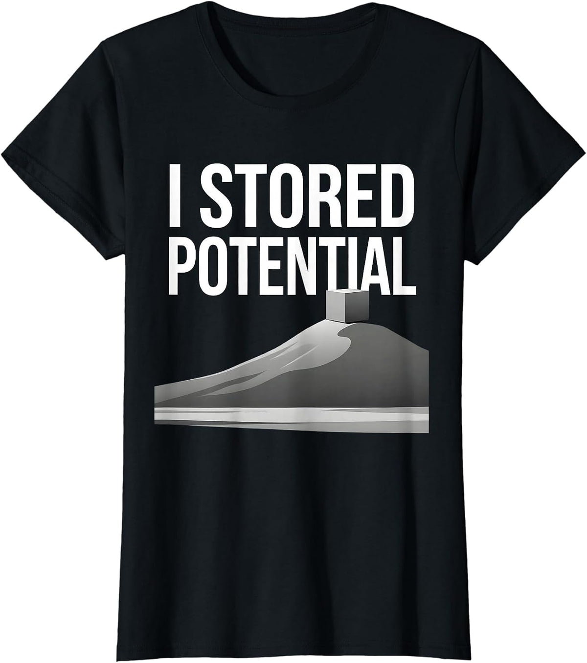 Women's I Stored Potential Funny Physics Pun Humor T-Shirt - Black