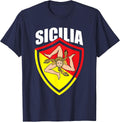 Sicilia Flag Sicily Palermo Italy T-Shirt - Navy Blue
