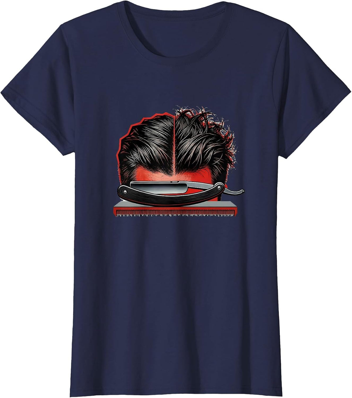 Women's Closed Razor Hairdresser Barber Gift Occupation Humor T-Shirt - Navy Blue