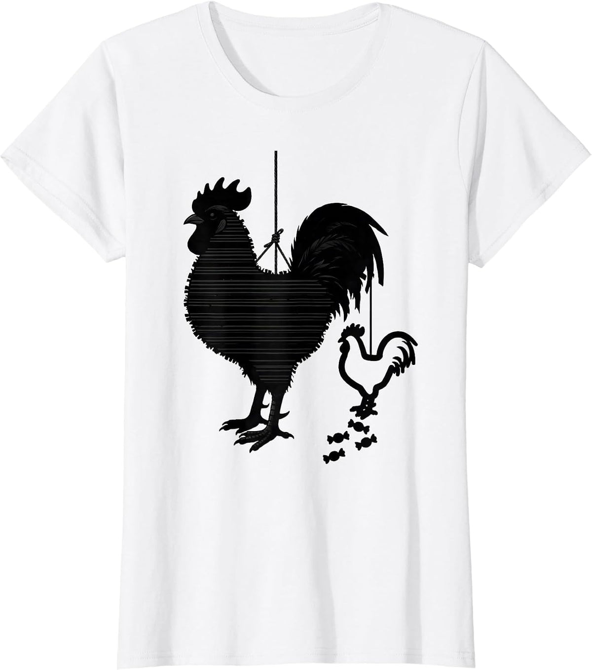 Rooster Pinata Silhouette Cinco De Mayo Party Costume T-Shirt - White