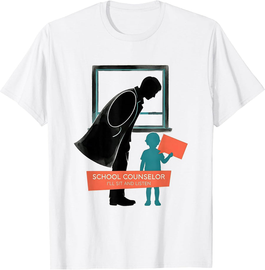 Men's School Counselor — I’ll Sit And Listen Midcentury Modern T-Shirt - White