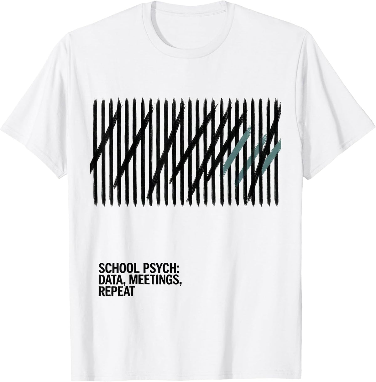 Men's School Psych: Data, Meetings, Repeat Funny School Counselor T-Shirt - White