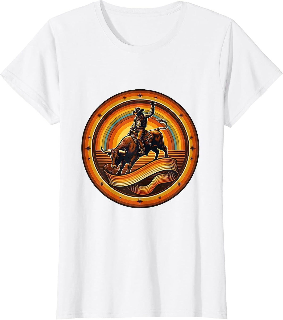 Women's Boys Birthday Bull Riding Cowboy Graphic T-Shirt - White