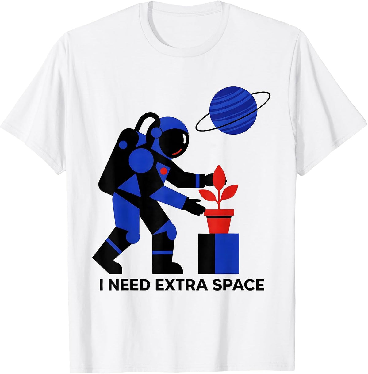 Men's I Need Extra Space Funny Astronaut Space Lover Retro Humor T-Shirt - White