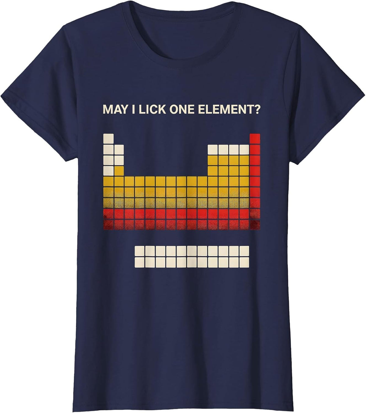 Women's May I Lick One Element Funny Periodic Table Science Teacher T-Shirt - Navy Blue